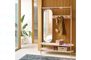 Vestiaire avec miroir Marlow - Chrome et grège