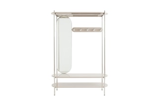 Vestiaire avec miroir Marlow - Chrome et grège