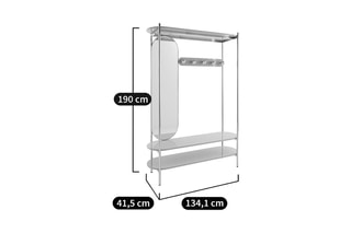 Vestiaire avec miroir Marlow - Chrome et grège