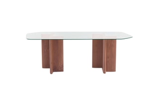 Table Nella - 6/8 couverts - Verre transparent et noyer