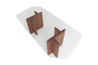 Table Nella - 6/8 couverts - Verre transparent et noyer
