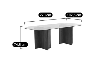 Table Nella - 6/8 couverts - Verre transparent et noyer