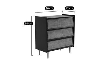 Commode 3 tiroirs Taga - 80 x 90 x 42 cm