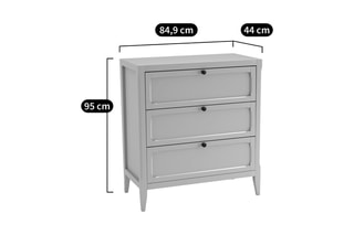 Commode 3 tiroirs Eugénie - 84,9 x 95 x 44 cm