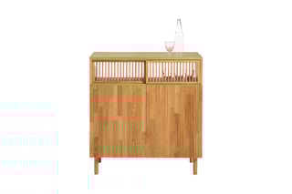 Bar 2 portes en chêne massif Bilbao - Naturel - 90 x 95 x 47 cm