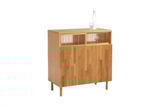 Bar 2 portes en chêne massif Bilbao - Naturel - 90 x 95 x 47 cm