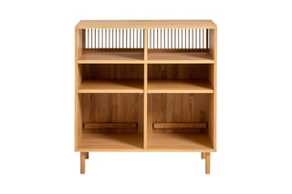 Bar 2 portes en chêne massif Bilbao - Naturel - 90 x 95 x 47 cm