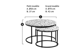 2 Bijzettafels Hervé - 50 x 37/ 70 x 42 cm
