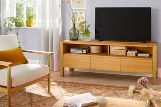 Meuble TV 3 tiroirs en chêne Adélita - 160 x 60 x 40 cm