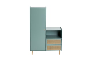 Penderie 1 porte en cannage de rotin Taga - 103 x 160 x 47,9 cm