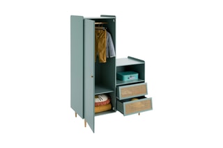 Penderie 1 porte en cannage de rotin Taga - 103 x 160 x 47,9 cm
