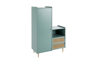 Penderie 1 porte en cannage de rotin Taga - 103 x 160 x 47,9 cm