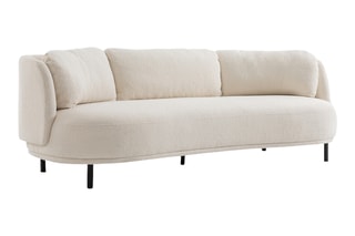 Canapé droit Aro - Ecru - 5 places - Tissu bouclette