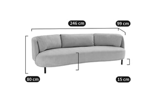 Canapé droit Aro - Ecru - 5 places - Tissu bouclette