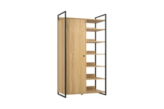 Armoire 1 porte en pin massif Hiba - 100 x 193 x 58 cm