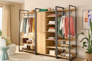 Armoire 1 porte en pin massif Hiba - 100 x 193 x 58 cm