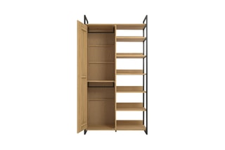 Armoire 1 porte en pin massif Hiba - 100 x 193 x 58 cm