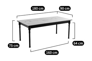 Tafel Oprah - Rubberhout - 180 x 75 x 90 cm