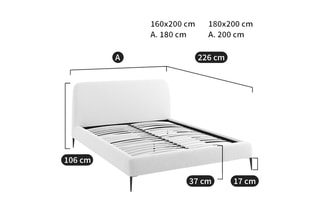 Lit avec sommier Oscar - Couchage 160 x 200 cm