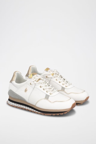 Stierenleren Sneakers Wonder Wit en Goudkleurig