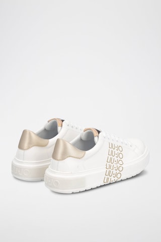 Sneakers em couro de touro Ariel Branco e dourado