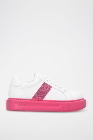 Sneakers com plataforma Kyle Branco e fúcsia