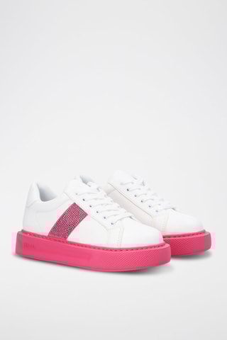 Sneakers com plataforma Kyle Branco e fúcsia