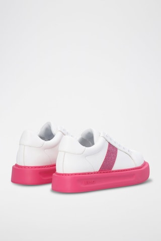 Sneakers com plataforma Kyle Branco e fúcsia