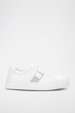 Sneakers com plataforma Alicia Branco e prateado