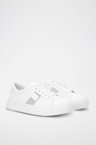 Sneakers com plataforma Alicia Branco e prateado