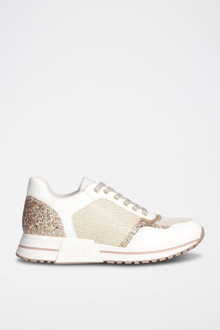 Sapatilhas com plataforma Kiss  Branco e dourado