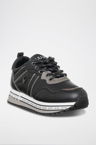 Sneakers de plateforma em couro de touro Wonder 
Preto