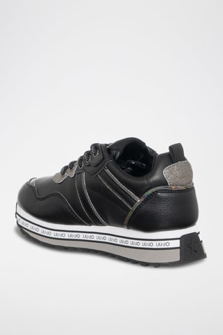 Sneakers de plateforma em couro de touro Wonder 
Preto