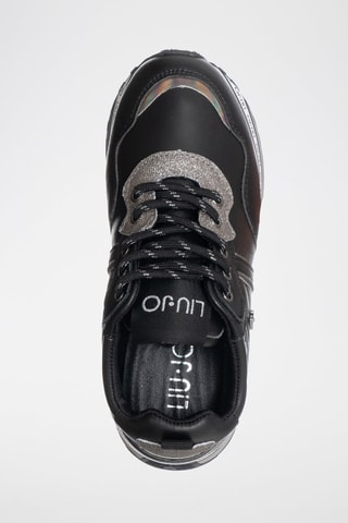 Sneakers de plateforma em couro de touro Wonder 
Preto