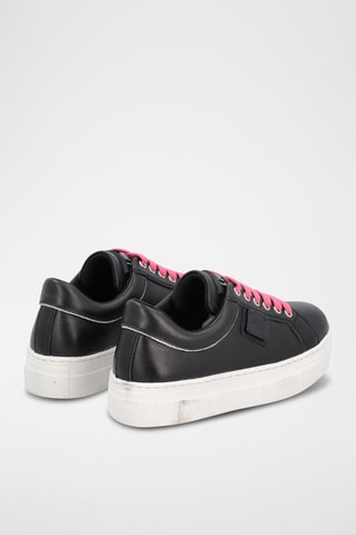 Sneakers em couro de touro Alicia Preto e rosa