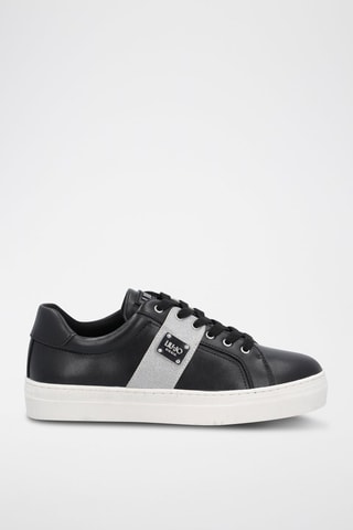 Sneakers em couro de touro Alicia Preto e cinzento