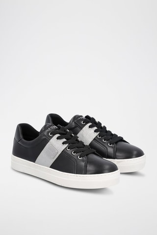 Sneakers em couro de touro Alicia Preto e cinzento