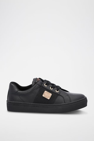 Sneakers em couro de touro Alicia Preto e dourado