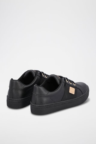 Sneakers em couro de touro Alicia Preto e dourado