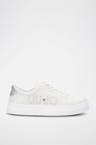 Sneakers com plataforma Alicia Branco e prateado