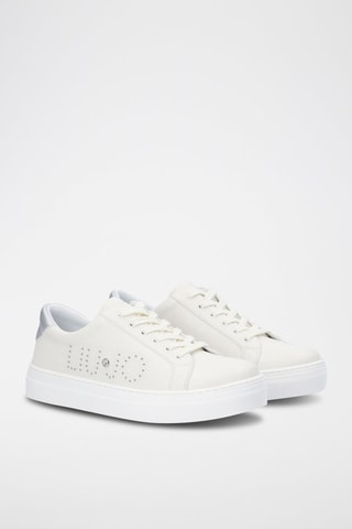 Sneakers com plataforma Alicia Branco e prateado