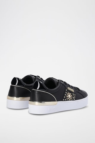 Sneakers com plataforma em couro de touro Silvia - Preto