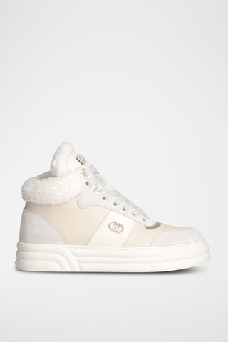 Hoge Gevoerde Leren Sneakers Cleo - Ivoorkleurig 