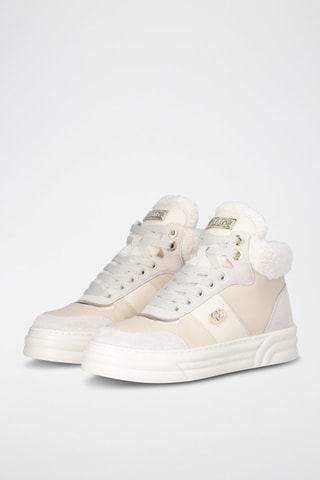 Hoge Gevoerde Leren Sneakers Cleo - Ivoorkleurig 