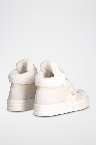 Hoge Gevoerde Leren Sneakers Cleo - Ivoorkleurig 