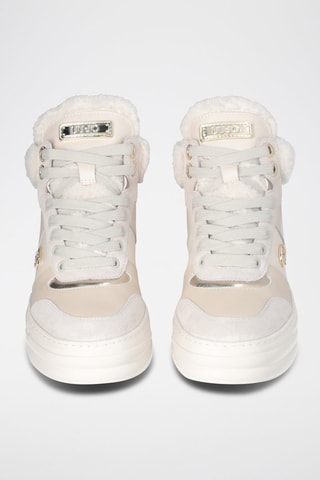 Hoge Gevoerde Leren Sneakers Cleo - Ivoorkleurig 