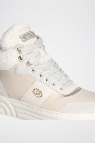 Hoge Gevoerde Leren Sneakers Cleo - Ivoorkleurig 