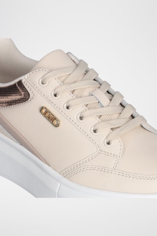 Sneakers com plataforma em couro - Bege