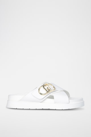 Mules com plataforma em couro - Branco