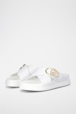 Mules com plataforma em couro - Branco